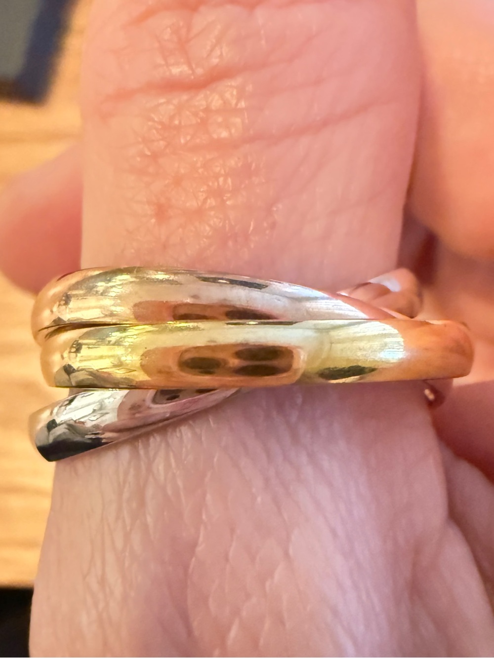 NWT 18K Gold Filled Tri-Color Interlocking Ring Sizes 11 and 12 Water Resistant